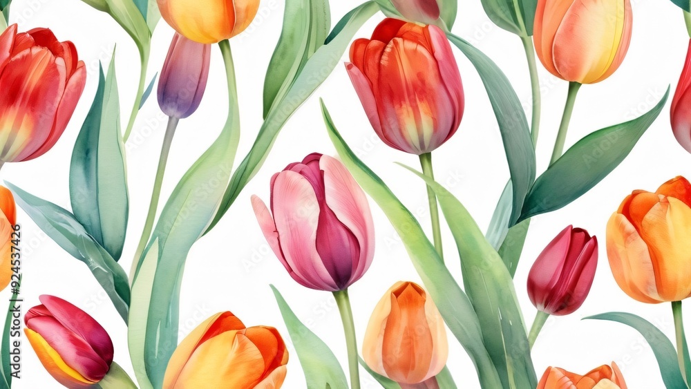 watercolor background of beauty tulip flowers watercolor background of beauty tulip flowers