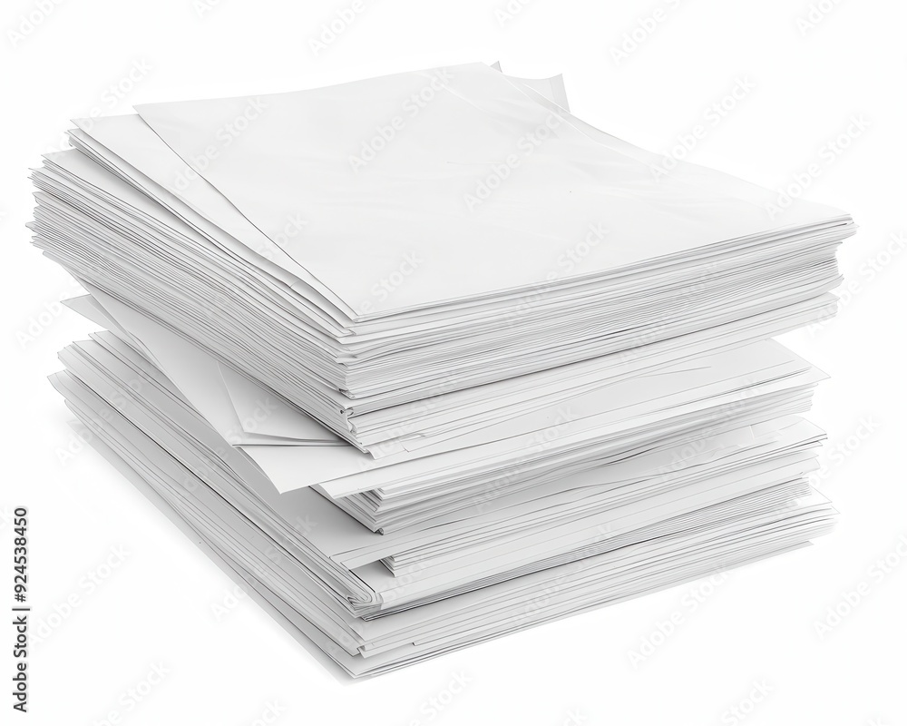 Stack of White Paper on Isolated Background with Clipping Path Stack of White Paper on Isolated Background with Clipping Path
