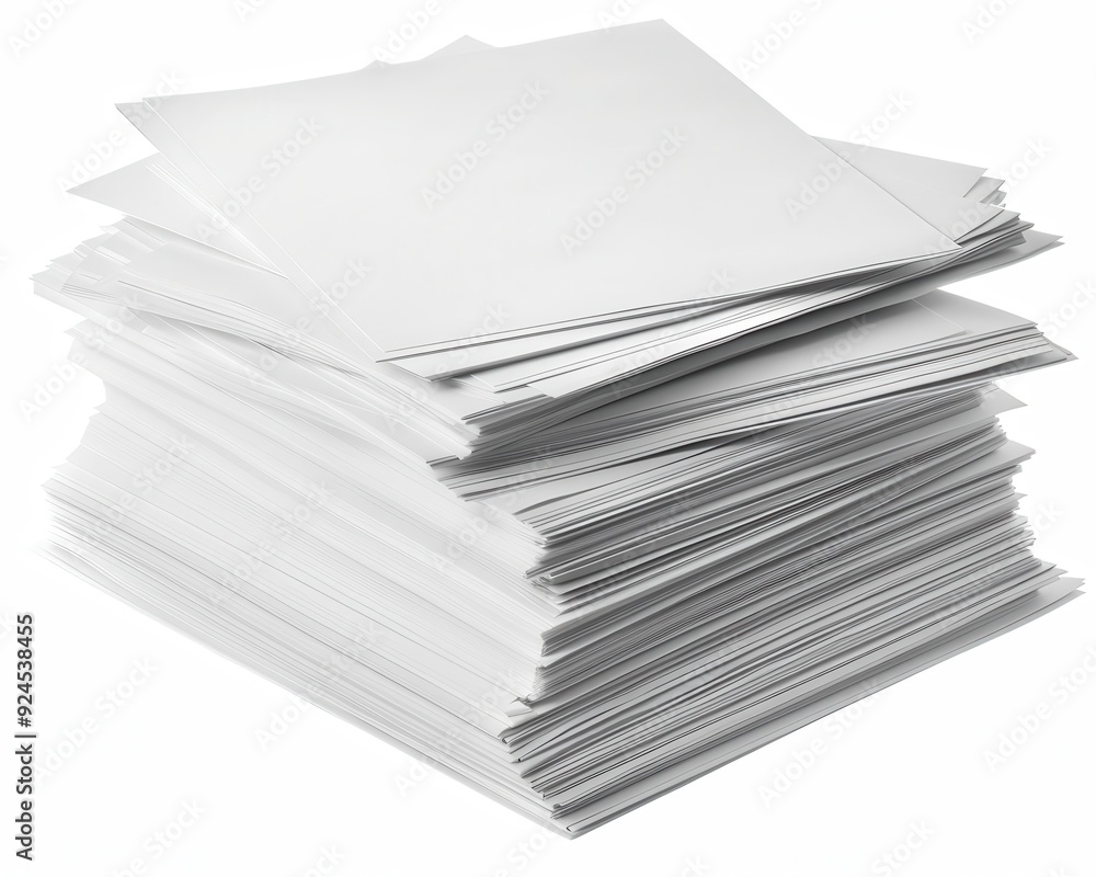 Stack of White Paper. Object and Stack of Blank White Paper on White Background Stack of White Paper. Object and Stack of Blank White Paper on White Background