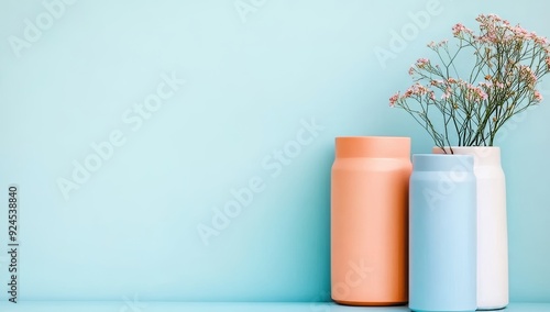 Red and blue geometric shapes on an empty background