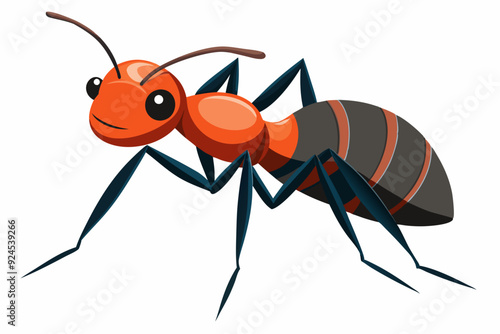 Cartoon Illustration of a Red and Black Ant