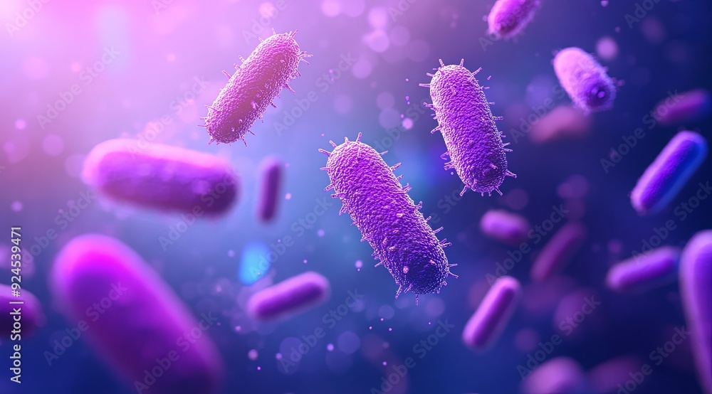 Microscopic Bacteria in Purple and Blue Hues Microscopic Bacteria in Purple and Blue Hues