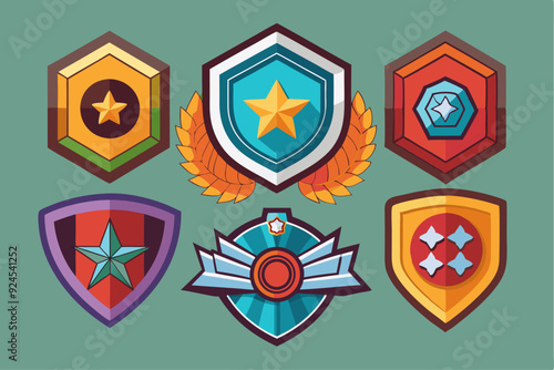 Colorful Shields with Stars and Other Geometric Designs