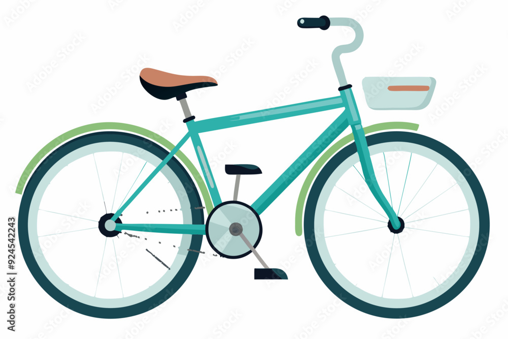 Obraz premium Turquoise Bicycle with Brown Saddle and Basket