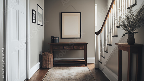 Frame & poster mockup, Hallway, entry foyer interior with frame mock up.