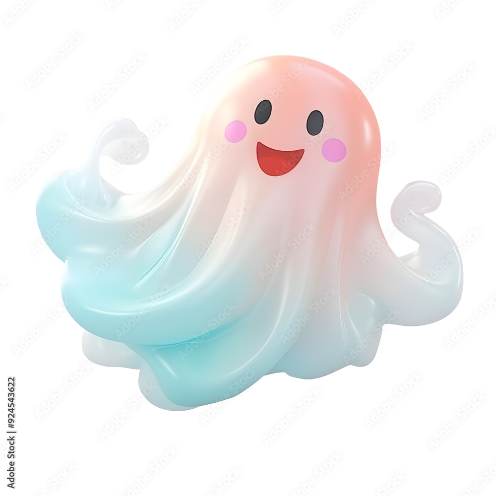 Cute Floating 3D Ghost in Pastel Halloween-Themed Design Cute Floating 3D Ghost in Pastel Halloween-Themed Design