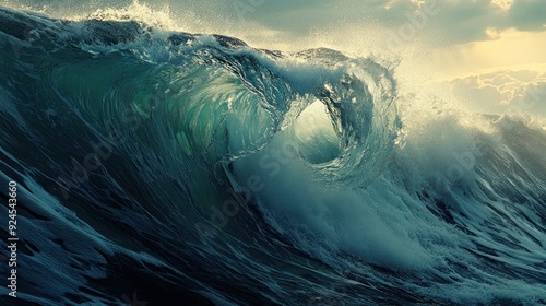 A Large Ocean Wave Curling Over in a Circular Shape