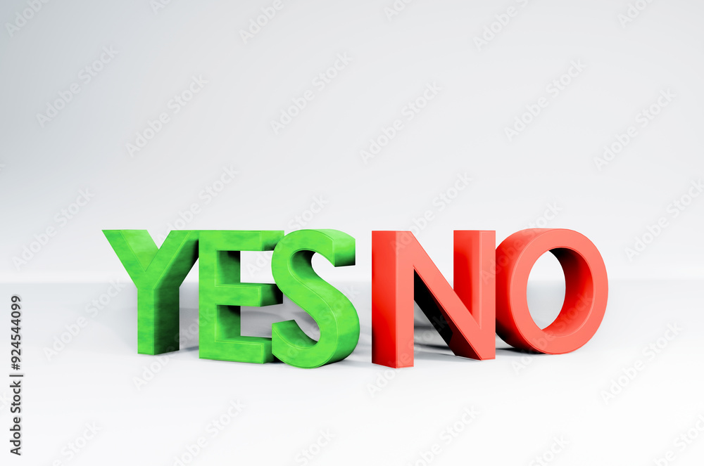 3d text style yes and no concept 3d text style yes and no concept