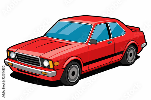 Red Vintage Sedan Car Illustration