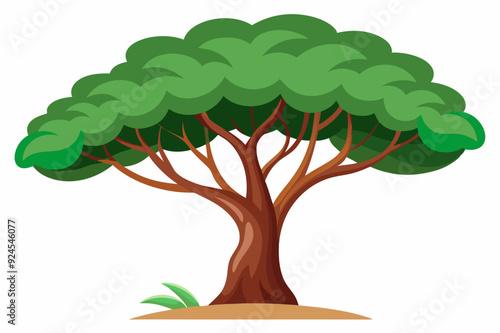 Cartoon illustration of a green tree with a brown trunk