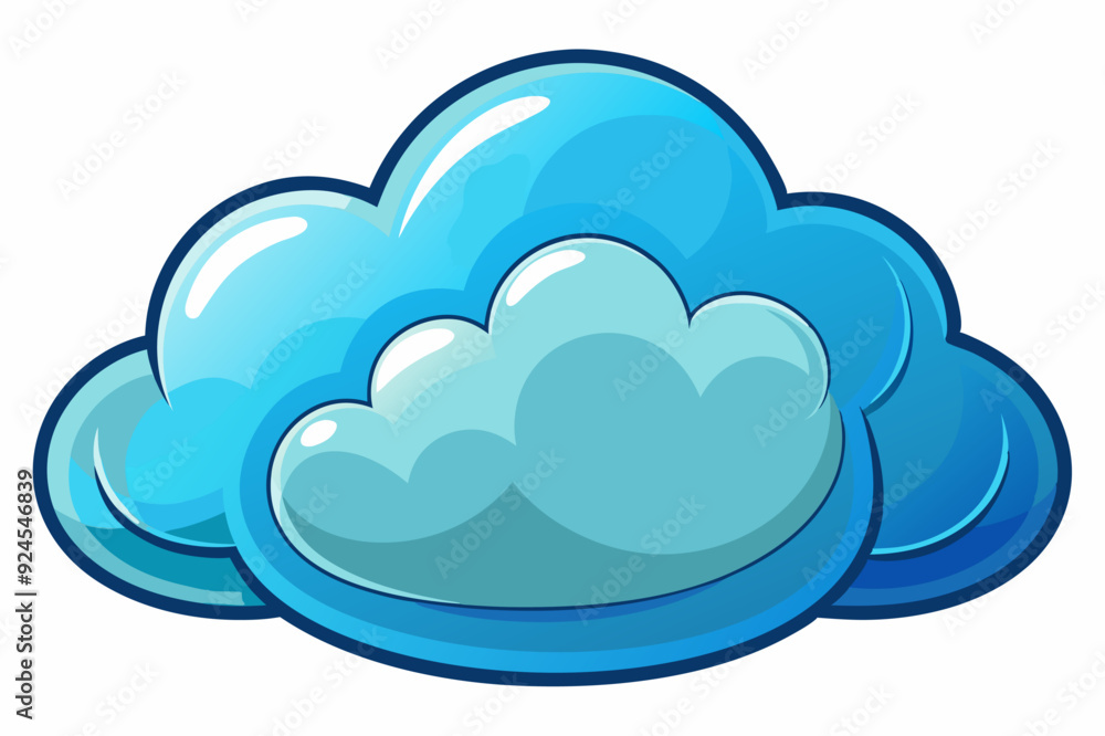 Cartoon Blue Cloud with Multiple Rounded Shapes Cartoon Blue Cloud with Multiple Rounded Shapes