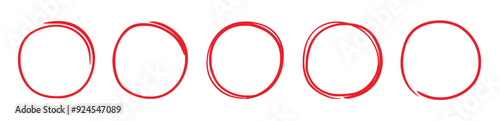 Hand drawn red marker round frame Hand drawn marker stroke style doodle red circle frame