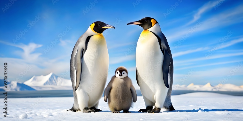 Obraz premium Emperor Penguin Family in the Antarctic.