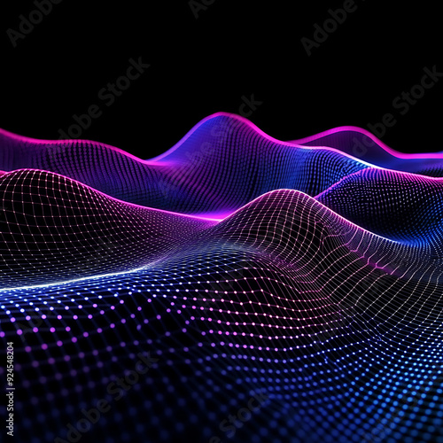 Futuristic Holographic Digital Background with Neon Gradient and Cyber Tech Elements