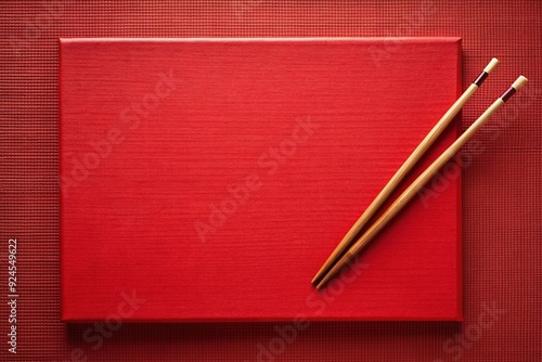 Crimson Canvas for Culinary Art: Blank red chopsticks like a canvas, inviting exploration and creativity in the world of food. photo