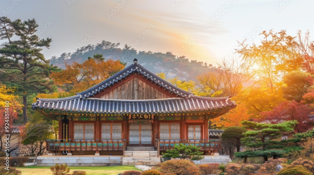 Traditional Korean Architecture in Autumn Traditional Korean Architecture in Autumn