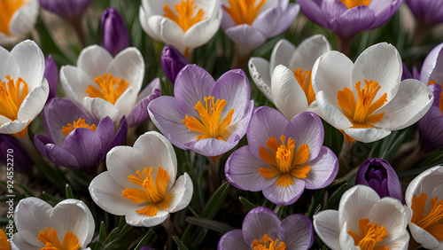 Close-up of purple crocus flowers on field,Germany 