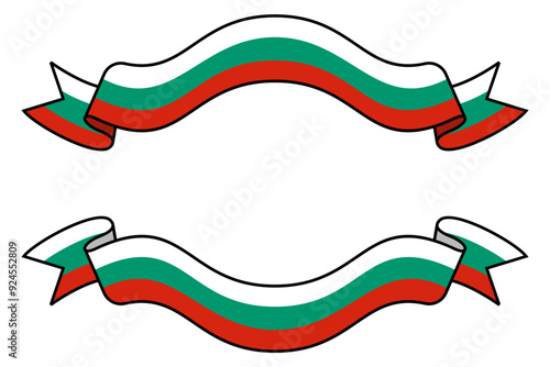 Bulgarian flag ribbon wavy vector illustration isolated on white background editable and scalable for emblem, poster, label, banner, design element etc