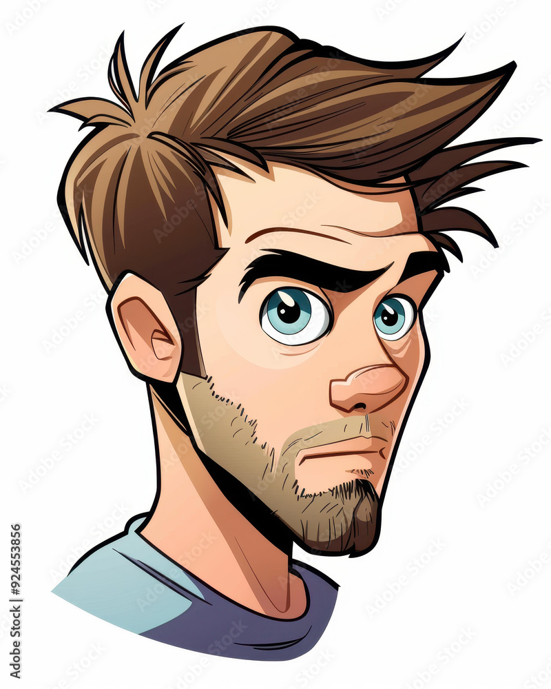 Fun and vibrant cartoon headshot of a dashing man, perfect for adding charm to any project or profile Fun and vibrant cartoon headshot of a dashing man, perfect for adding charm to any project or profile