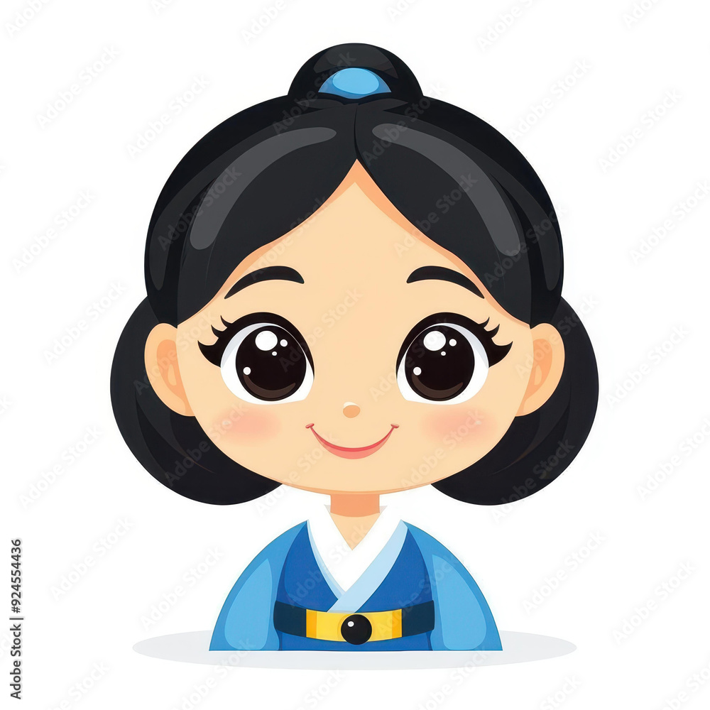 A charming little girl embodies the magic of Wonderland in a colorful hanbok, radiating joy and happiness with her cute smile. A charming little girl embodies the magic of Wonderland in a colorful hanbok, radiating joy and happiness with her cute smile.