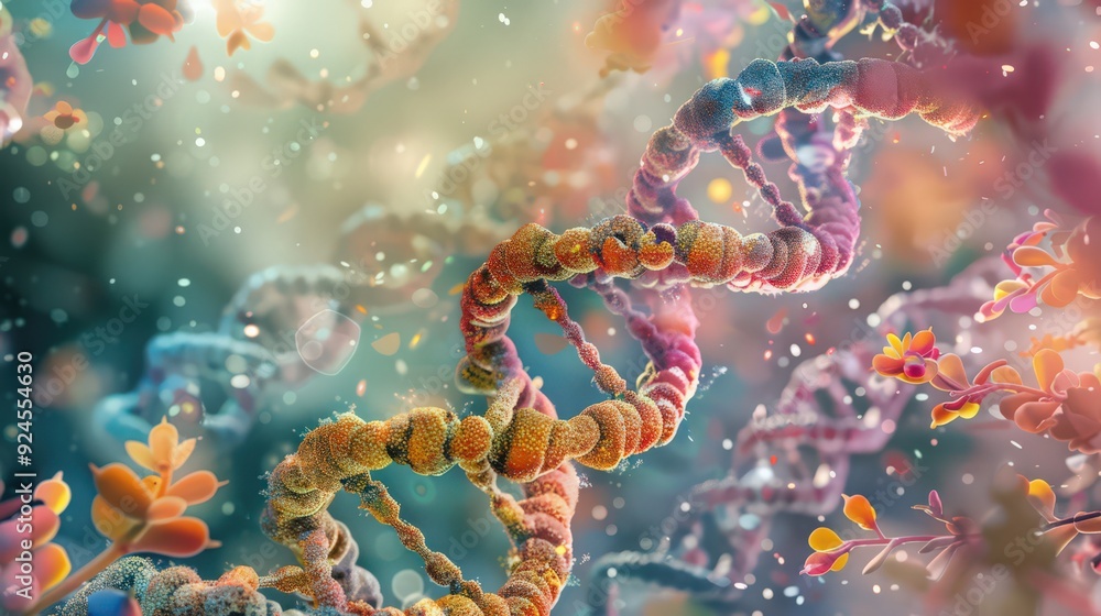 Artistic depiction of the major and minor grooves of the DNA helix, highlighting their roles in protein binding and genetic interactions. Artistic depiction of the major and minor grooves of the DNA helix, highlighting their roles in protein binding and genetic interactions.