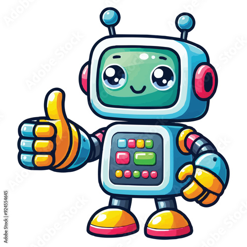 Vector Cute cartoon robot Thumbs up