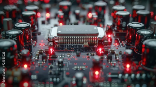 Artistic representation of a bistable multivibrator circuit, showing its use in creating stable ON or OFF states in digital applications photo