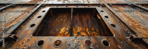 Cargo hold hatch coaming featuring a view of the drainage channel and opening above. photo