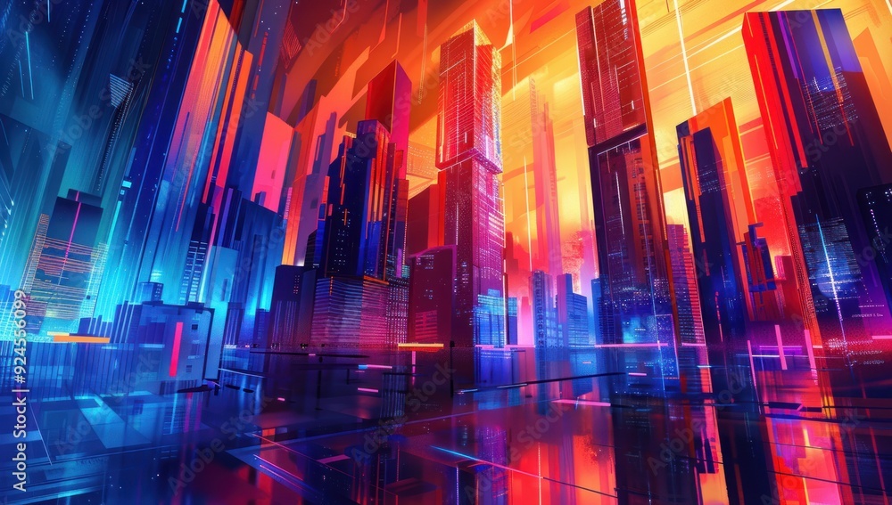 Futuristic Cityscape with Neon Lights Futuristic Cityscape with Neon Lights