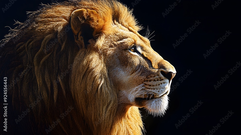 Fototapeta premium 黒い背景とライオン