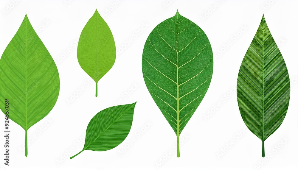 vibrant set of green leaf icons displayed on an isolated background. This collection features a variety of leaf designs, showcasing different shapes and sizes, perfect for nature-themed projects and i vibrant set of green leaf icons displayed on an isolated background. This collection features a variety of leaf designs, showcasing different shapes and sizes, perfect for nature-themed projects and i