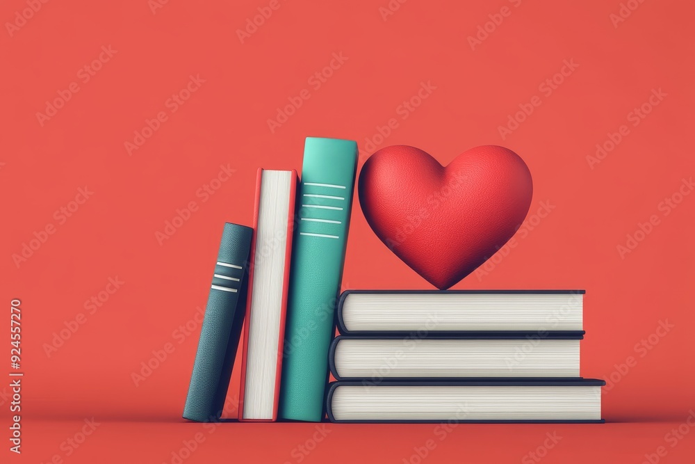 Equal balance of law books and a heart, representing justice with compassion, flat design illustration Equal balance of law books and a heart, representing justice with compassion, flat design illustration