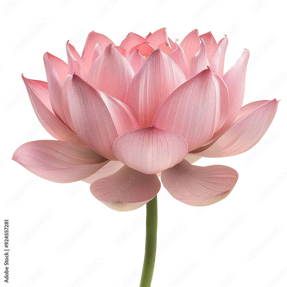 Fototapeta premium Beautiful pink lotus flower in full bloom, isolated on white background, transparent background