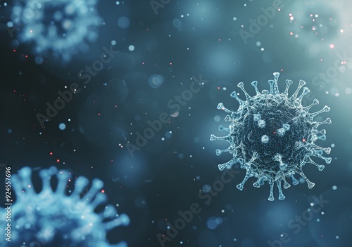 Microscopic View of Viruses Under a Dark Background With Sparkling Particles