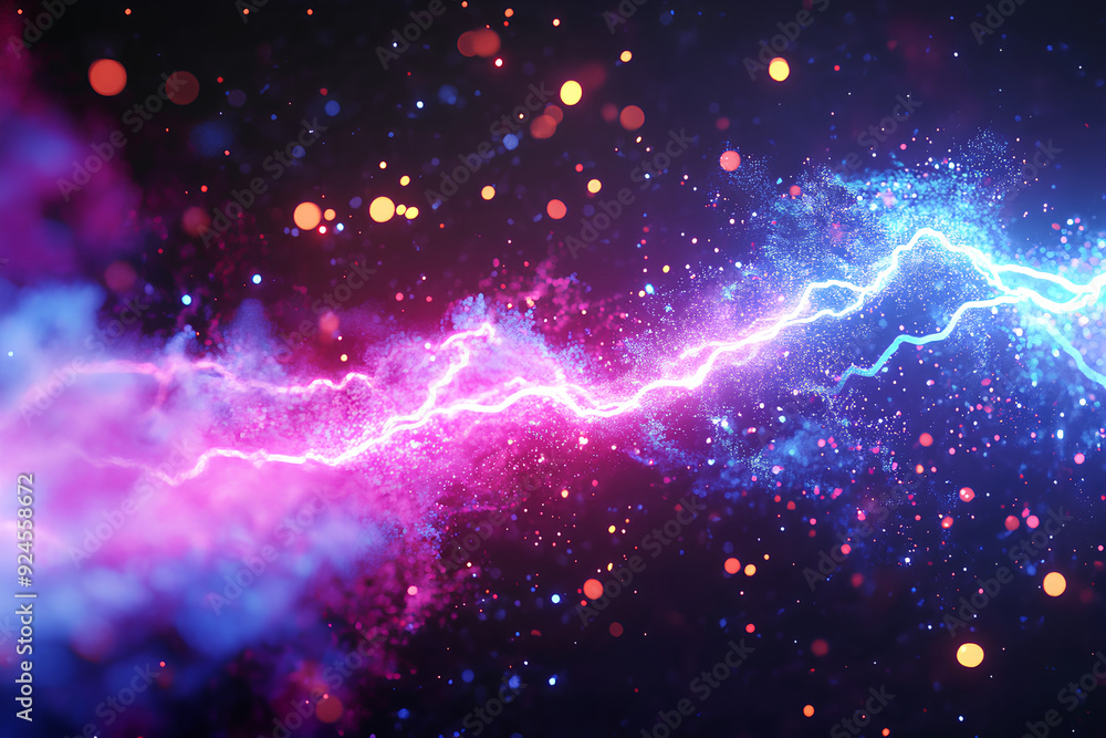 Fototapeta premium lightning strike colored 3d rendering element, 3d rendering, Generative AI