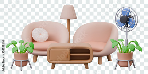 Vector composition, concept of interior of living room, office rest room