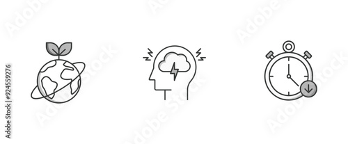 Eco-Impact: Emotional and Temporal. Sustainability, Emotional Stress, Time Management. The Balancing Act of Modern Life. Vector Editable Stroke and Colors.