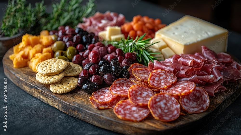 Appetizer Platter with Salami, Cheese, and Crackers Appetizer Platter with Salami, Cheese, and Crackers