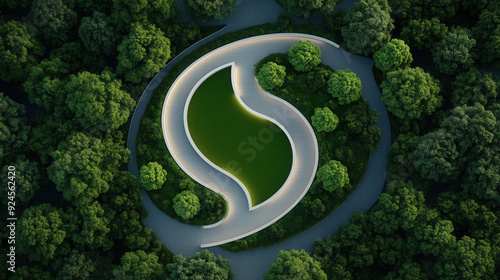 Urban park with waste-to-energy powered lights, zero waste energy, green spaces 
