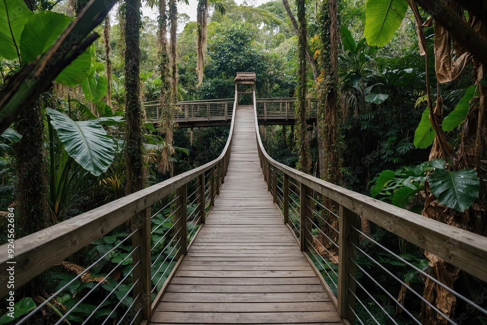 Obraz premium Discover the Unique Jungle Footbridge in an Adventurous Landscape