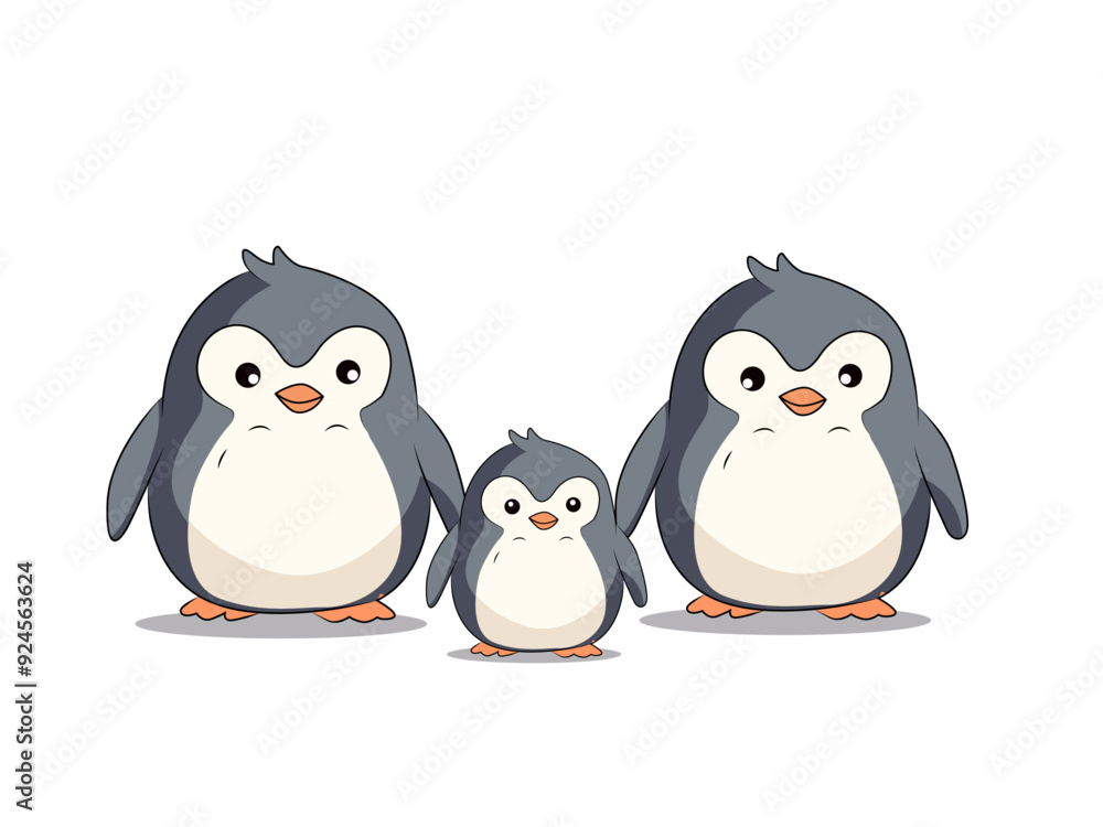 Obraz premium vector illustration of cute penguins isolated on white background.