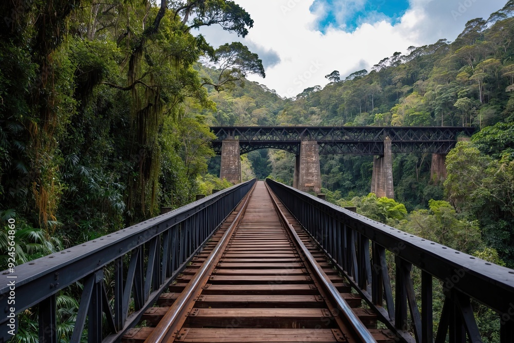 Explore the Historic Railway Bridge Amid the Dense Rainforest Landscape Explore the Historic Railway Bridge Amid the Dense Rainforest Landscape