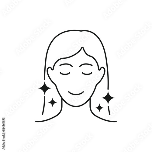 Skin care icon. Simple outline style. Face, beauty, health, woman, healthy, mask, clean, fresh, girl, acne, cleansing concept. Vector illustration isolated on white background.