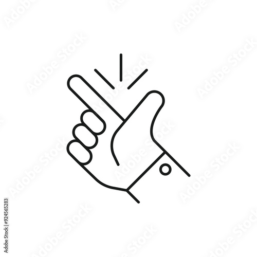 easy icon, finger snapping line sign - editable stroke vector illustration