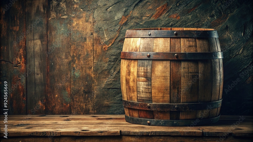 Empty, curved, wooden barrel shape with a rustic, distressed texture, providing a unique and versatile background for creative designs and compositions. Empty, curved, wooden barrel shape with a rustic, distressed texture, providing a unique and versatile background for creative designs and compositions.