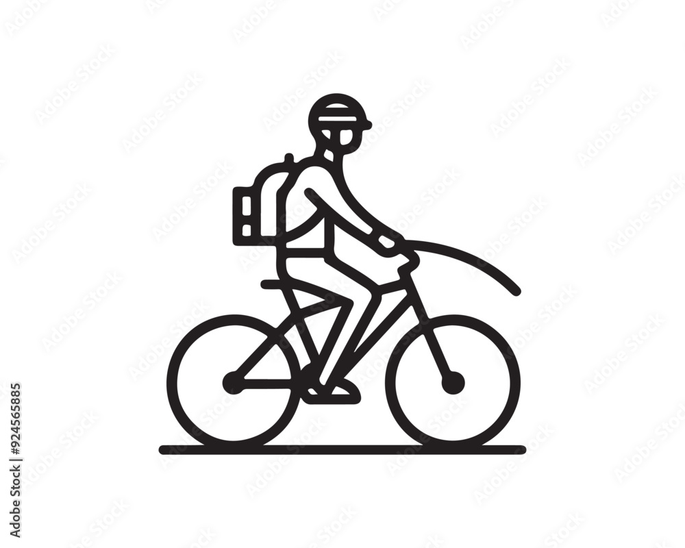 Fototapeta premium person riding a bicycle icon vector logo template