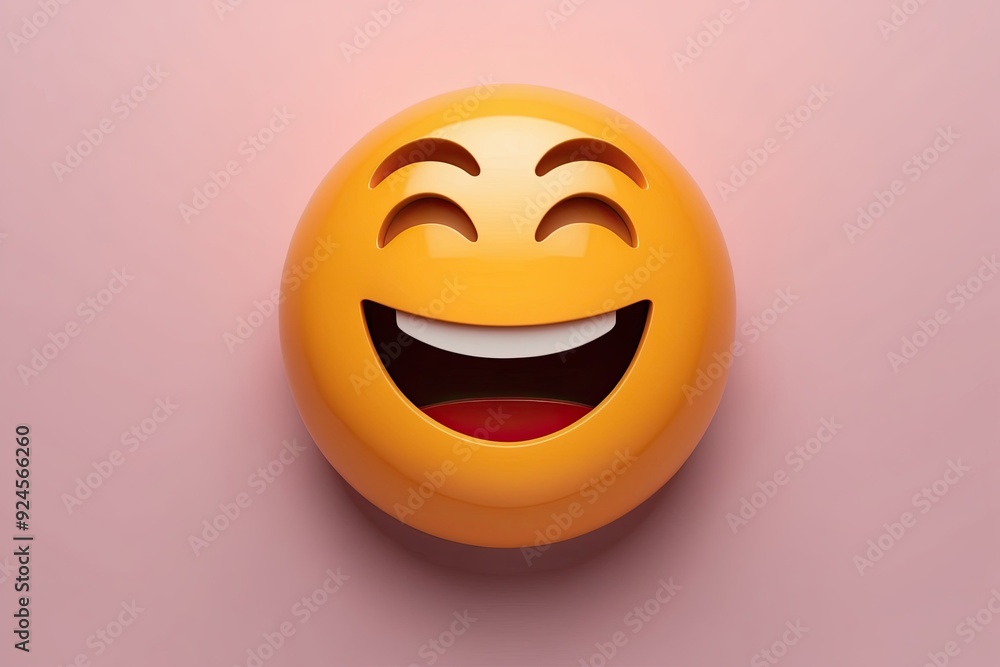 Three-Dimensional Laughing Emoji Face - Amused Expression of Joy Three-Dimensional Laughing Emoji Face - Amused Expression of Joy