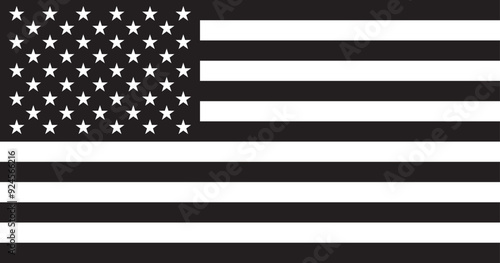 Monochrome, Blank and White Color American Flag, USA Flag, US Flag Illustration