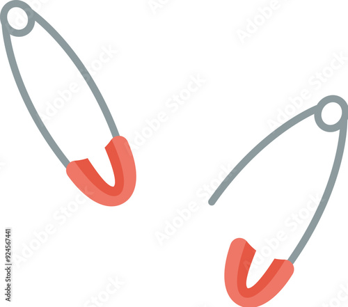 Tailor pin icon, cartoon tailor craft supplies object, vector dressmaking tool design, hand drawn sewing decoration element, flat fashion accessories illustration,