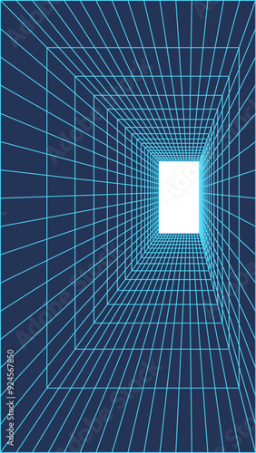 Y2k 3d grid portal, brutal art trendy mesh structure symbol, futuristic geometry wire frame figure icon, cyberpunk neon net pattern element object, 90s retro geometric grid form illustration.